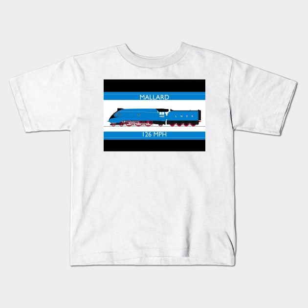 A4 (Mallard) Blue Livery LNER Kids T-Shirt by ontherails